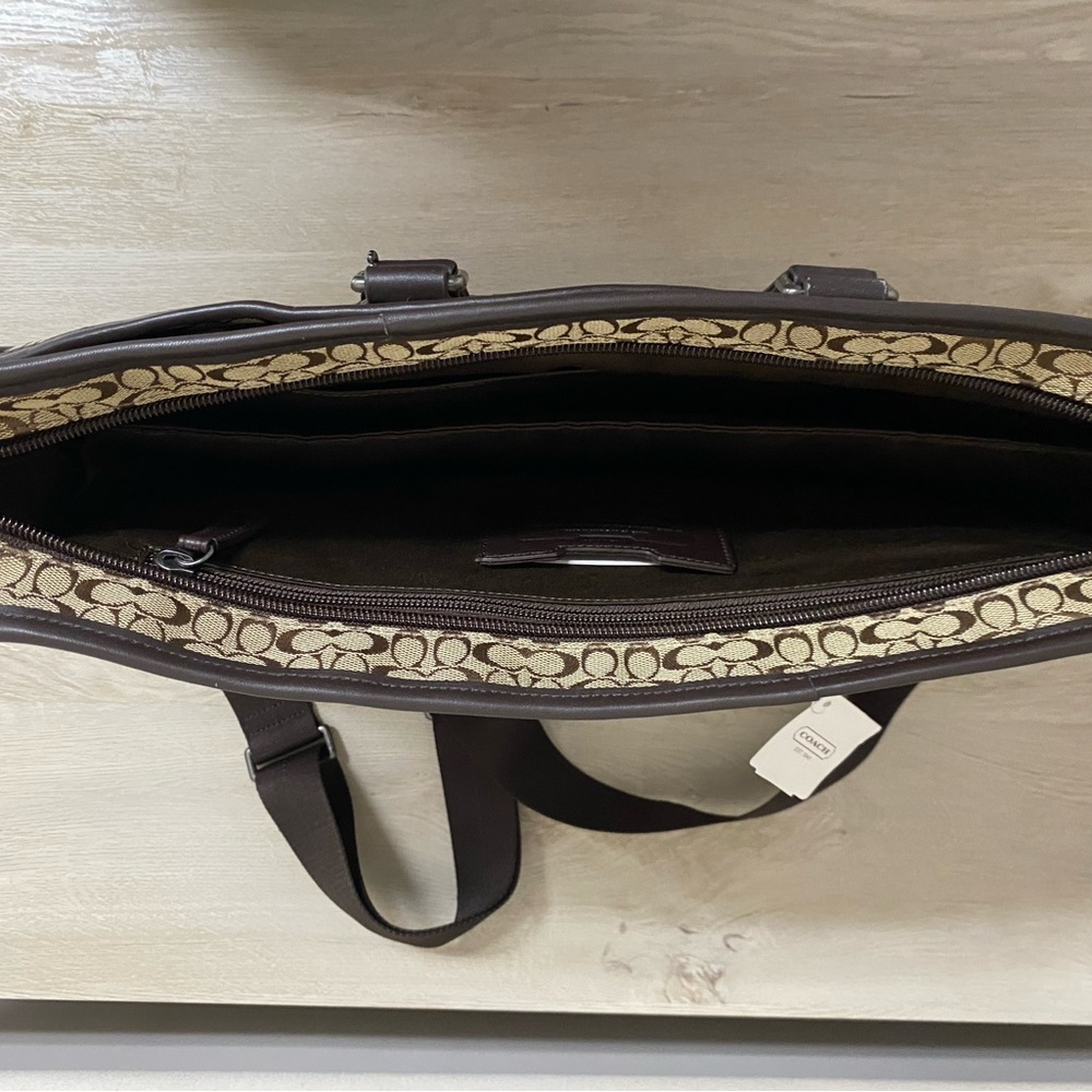 Coach Brown Briefcase with Signature Monogram and Leather Trim - Picture 9 of 10